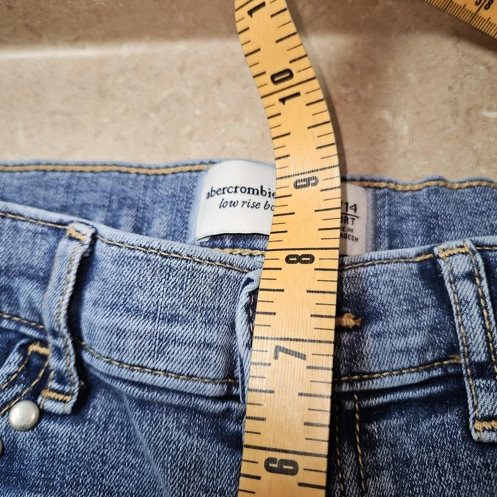 Abercrombie Kids Jeans Tween Girls 13/14 Short Blue Low‎ Rise Bootcut Studded
